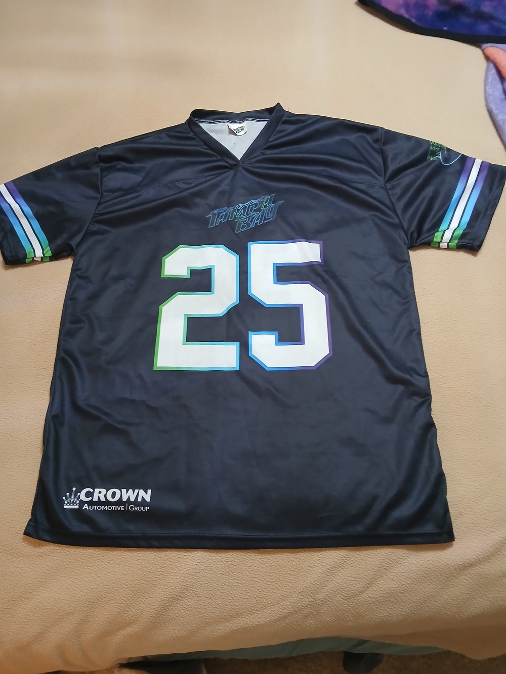 Black Tampa Bay #25 Men's Athletic Jersey — Crown Automotive Accent - Picture 1 of 5